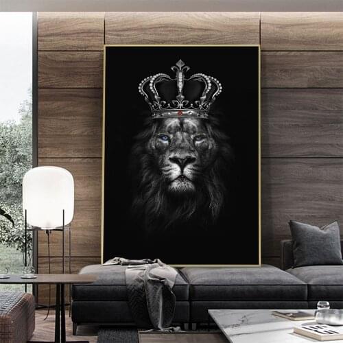 Office Home Decor Lion Picture Printings Art Poster for Living Room Frameless Modern Painting Animal Black and White Wall Art
