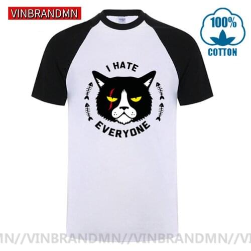 Parody I cat that hate everyone T shirt men Notorious Bad Angry cat Mens T-Shirts animal printed Tshirt cotton hipster Tops Tee
