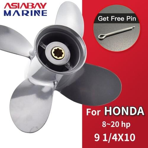 Outboard Propeller For Honda 8hp 9.9hp 10hp 15hp 20hp 9 1/4*10 Boat Motor 4 Blade Aluminum Screw 8 Spline Marine Engine Part