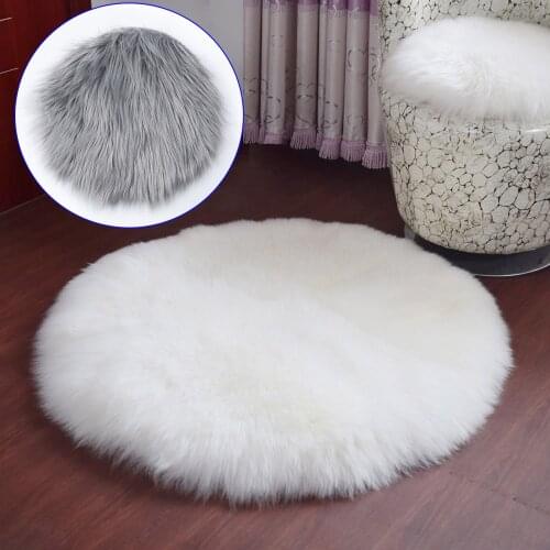 Fluffy Round Rug Carpets Soft Faux Fur Rug For Living Room Home Decor Bedroom Kid Room Floor Mat Decor Salon Thicker Pile Rug