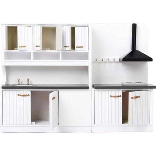 Luxury White Wooden Cabinet Refrigerator Fridge Furniture for 1/12 Dolls House Kitchen Dinning Room Miniature Decoration