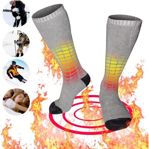 Gray Men Women Rechargeable Electric Heated Socks Battery Heat Thermal Sox,Sports Outdoor Winter Novelty Warm Heating Socks