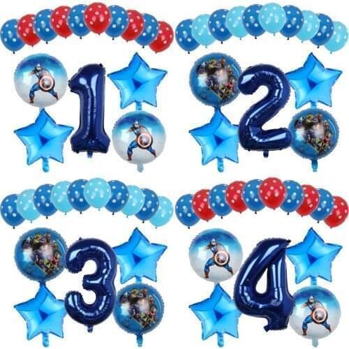 15pcs/Lot MARVEL Spiderman Hero Man Foil Balloon 32inch Number Polka Dot Party Balloons Kids Birthday Baby Shower Party Decor