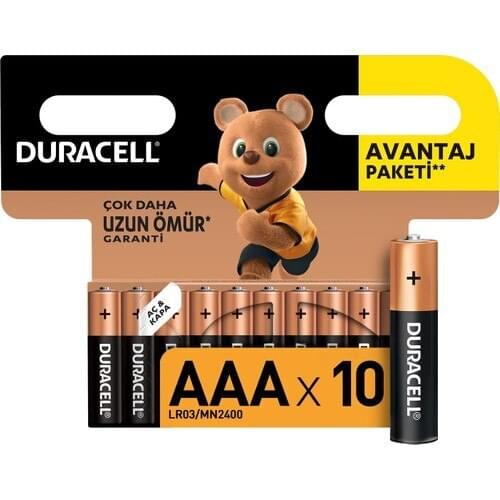 Duracell Alkaline AAA Batteries for Pen, 10'lu package
