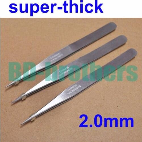 Antimagnetic 2.0mm Thick Stainless Steel Nonmagnetic Tweezers 13cm Length for Phone Repair Eyelash Tools Wholesale 500pcs/lot