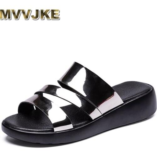 MVVJKE Women Slippers Summer Flip Flops Outdoors Shinny Soft Flats Woman Fashion Breathable Comfortable Female Slippers