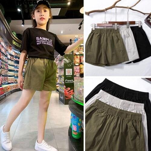 Girls Shorts 2020 Summer Children Clothing Pants Toddler Thin Solid Cotton Shorts for Big Girls Beach Shorts6 8 10 12 14Years