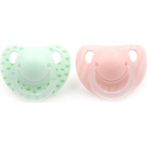 Newborn infant baby sleeping nipple Round falt silicone Pacifier green pink color 0+months safe non-toxic baby supplies