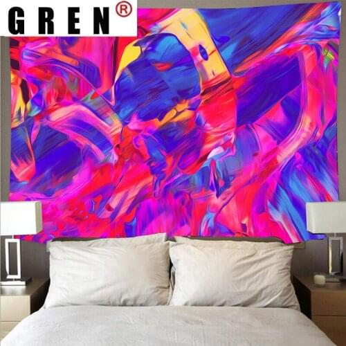 GREN Mysterious Colorful Painted Wall Cloth Large Tapestry Psychedelic Hanging Beach Towel Polyester Fiber Blanket Home Decor