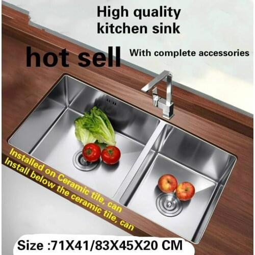 Tangwu High-grade kitchen sink 4 mm thick food-grade 304 stainless steel handmade double groove71x41/76x43/78x45/83x45x22 CM