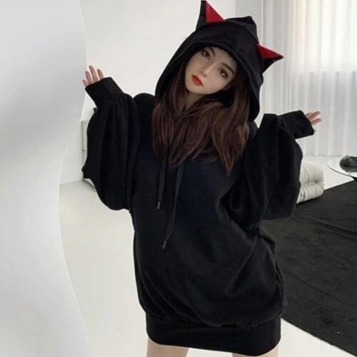 Cat Ear Shape Hoodies Kawaii Women Solid Long Sleeve Ladies Hooded Dropshipping 2021 Best Selling Products Streetwear