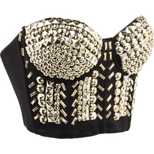 Women Shiny Rhinestones Crop Top Steampunk Shining Backless Bustier Festival Sexy Top Corset Top