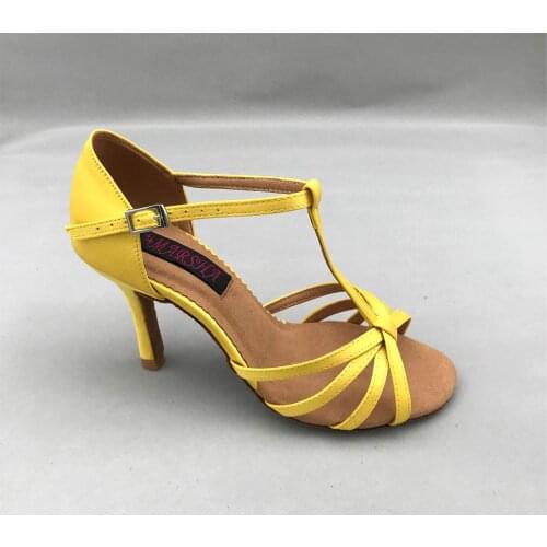 Hot Sale fashional ballroom latin dance shoes salsa & tango shoes cheap dance shoes yellow colour 6256Y