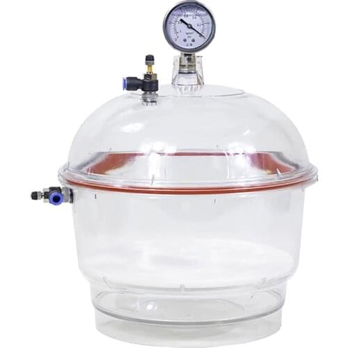 250MM Polycarbonate Plastic Vacuum Dryer Laboratory Dryer Transparent Vacuum Drying Kettle Double Valve With Pressure Gaug