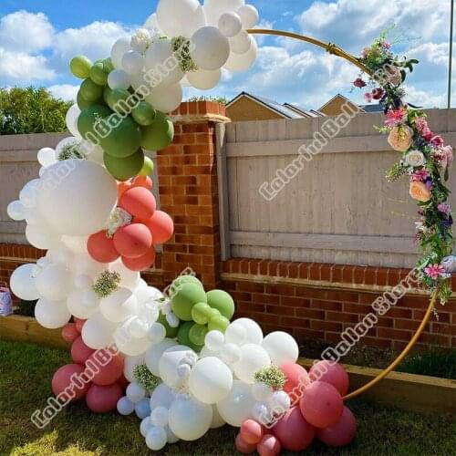 131pcs Avocado Green White Retro Pink Latex Balloon Arch Wedding Birthday Baby Shower Party Backdrop Holiday Dinner Decoration