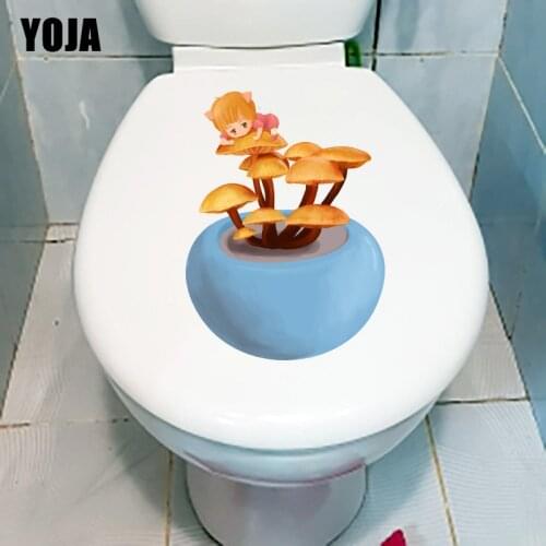 YOJA 17.2X23.5CM Cute Mushroom Girl Childern Bedroom Wall Decor Decal Lovely Toilet WC Sticker T1-1421