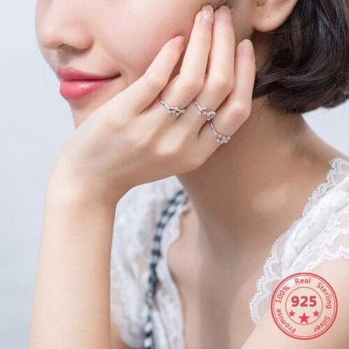 Simple Adjustable 12 Constellation 925 Sterling Silver Zircon Ladies Rings Finger Decoration Party Gift Designer Jewelry