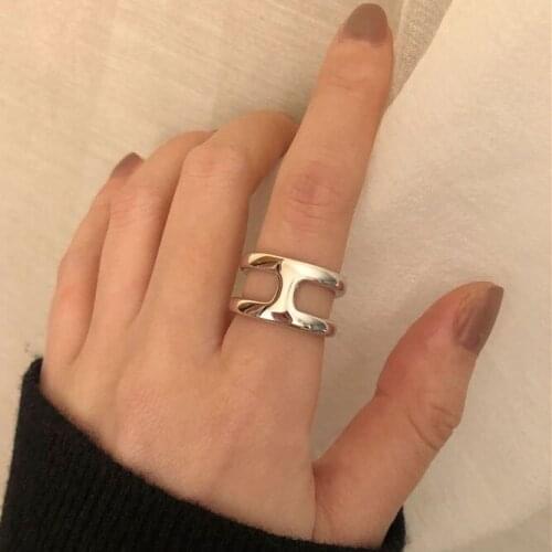 Simple Elegant Design Silver Color Letter H X Finger Ring For Women Fashion Charm Jewelry 2021