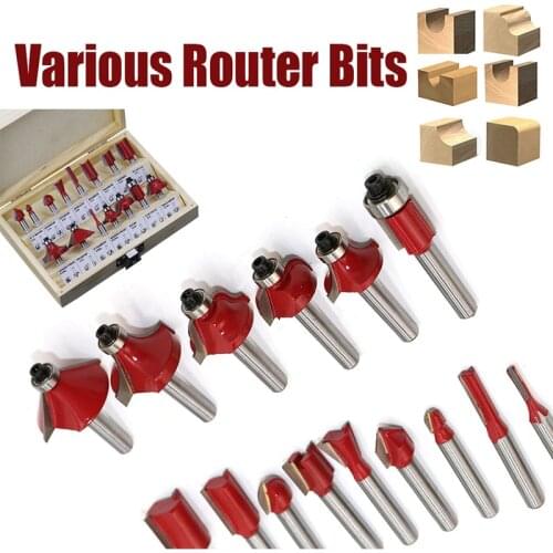 15-35pcs/set Woodworking Milling Cutters 1/2" 1/4'' 8mm Shank Carbide Router Bit Set For Wood Cutter Engraving Cutting Tools