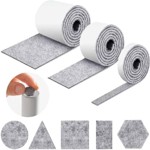2pcs Self Adhesive Felt Tape Polyester Felt Strip Roll Black Furniture Felt Strips DIY Shape Sliding Pad Tape Floor Protector