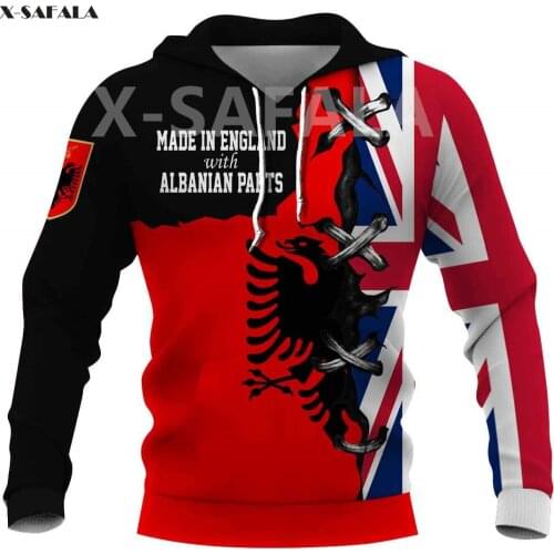Albania USA Skull Eagle Knight Map Flag Name 3D All Printed Hoodie Man Women 1 Harajuku Zipper Pullover Sweatshirt Jacket