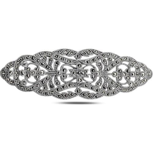 Silver 925 Sterling Marcasite Brooch & Pendant