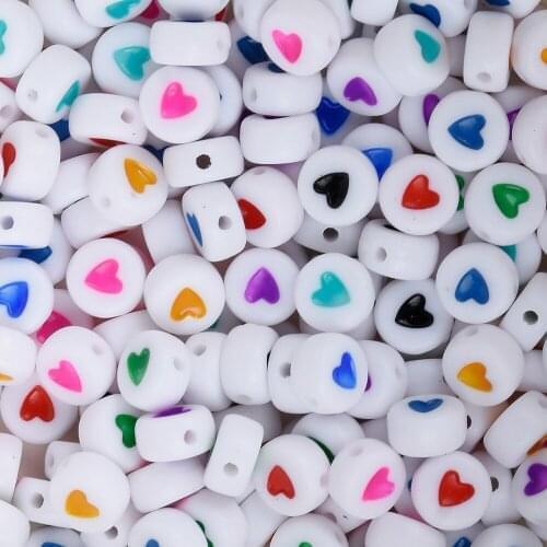 1kg 7mm Heart Beads, Mixed Color Heart Beads, Spacer Beads Acrylic Symbol Beads for Diy jewelry making