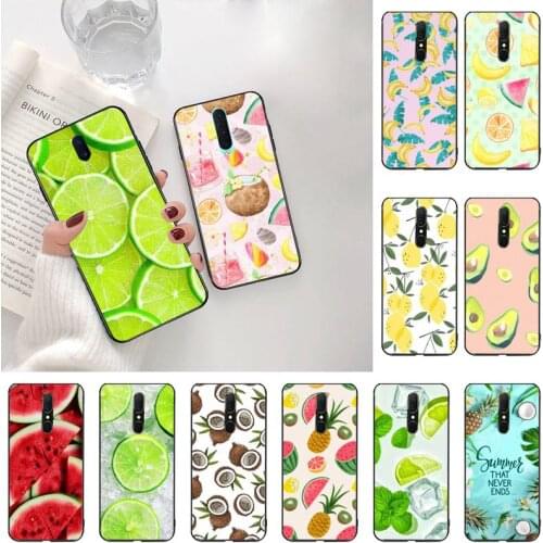 Summer Fruit Pineapple Watermelon Lemon Cover Black Soft Shell Phone Case For Oppo A5 A9 2020 Reno2 z Renoace 3pro Realme5Pro