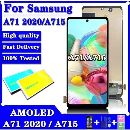 Super AMOLED For Samsung Galaxy A71 Lcd Display Touch Screen Digitizer Assembly With Frame For Samsung A715 A715F A715W A715X