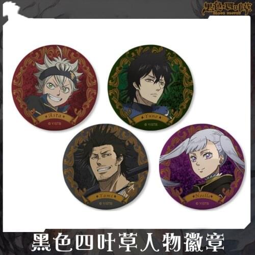 Action Anime Black Clover Tinplate Badges Toys For Children Metal Souvenir Medal Asta Noelle Yami Yuno Figure Badge Collectibles