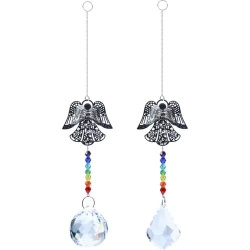 Crystal catcher Angel Hanging Glass Prism Rainbow Maker Ornament Chandelier Pendant for Home Wedding Garden Car Decoration