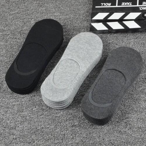 5Pair / Lot 2021 Fashion Men Boat Socks Summer Autumn Non-slip Silicone Invisible Cotton Male Ankle Sock Slippers Meia