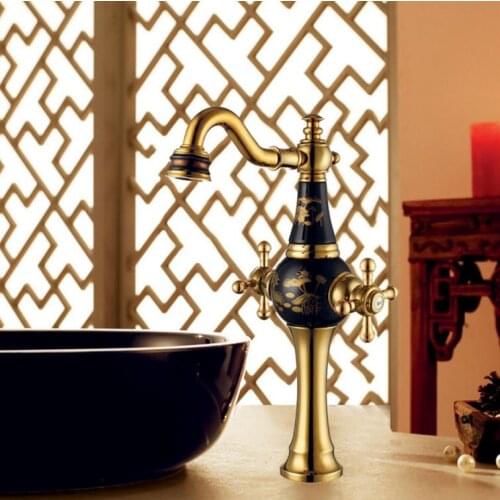 Fashion Brass high quality decked style Rose gold & Porcelain finished Basin Faucet Sink Faucet Bathroom basin Faucet