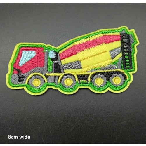 Cartoon Excavator Concrete Mxier Truck Fire Truck Engine Iron on Embroidered Embroidery Clothes Patch For Clothing Boys