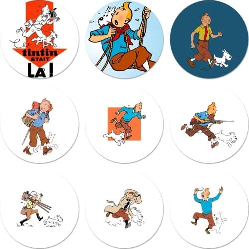 The Adventures of Tintin Icons Pins Badge Decoration Brooches Metal Badges For Backpack Decoration 58mm