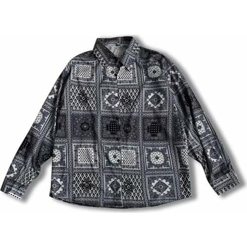 Autumn Men Harajuku Streetwear Shirt Bandana Shirt Print Shirts Hip Hop Casual Short Sleeve Shirt Men Male Autumn Clothing