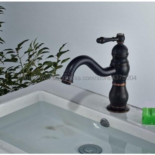 Oil Rubbed Bronze Faucet Retro Style Basin Faucet Rotating Single Handle Single Hole Hot And Cold Water Nnf273
