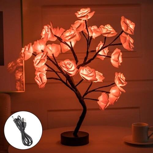 LED Night Light Rose Flower Tree LampFor Home Decoration Rose Flower Lighting Holiday Party Wedding Decoration For VIP