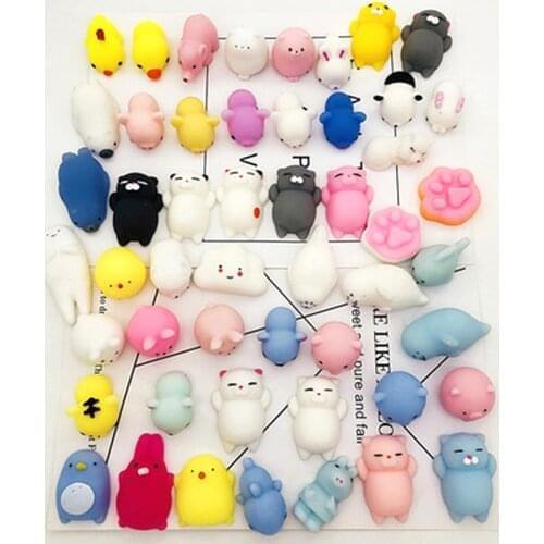 20Pcs/lot Cute animal squeeze toy Mini Change Color Squishy Anti-stress Ball Squeeze Soft Sticky Stress Relief Funny Gifts