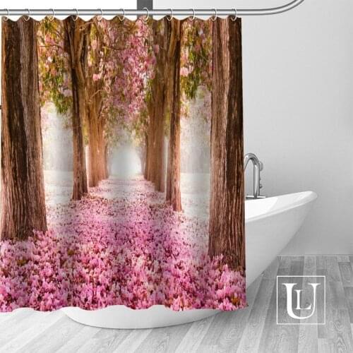 Custom Cherry Blossoms Curtain Fabric Modern Shower Curtain bathroom beautiful Curtains Bath decor Polyester Cloth Waterproof