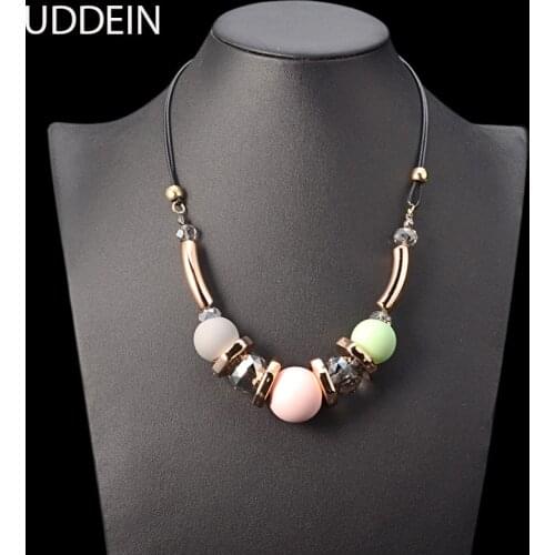UDDEIN Exaggerate Geometric Plastic Pendant Vintage Statement Choker Necklace Black Leather Chain Women Party Jewelry Collier