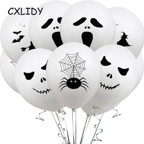 10pcs Halloween Grimace Spider Witch Bat Latex Balloon 12 Inch Print Balloon Halloween Party Supplies Holiday Decoration aa084