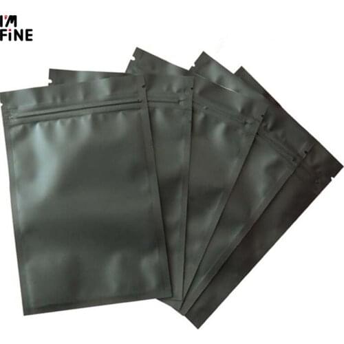 100pcs Small Matt Black Aluminum Foil Ziplock Bag Metallic Mylar Black Zipper Bag Herbal Powder Sugar Food Packaging