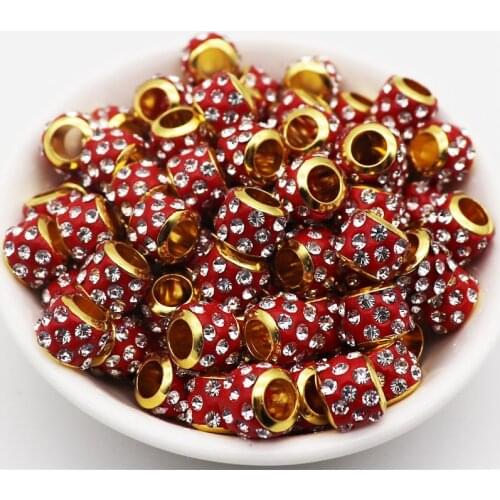 20Pcs New Wholesale Big Hole Rhinestone Beads Crystal Spacer Beads Charms fit Pandora Bracelet Necklaces for Jewelry Making DIY