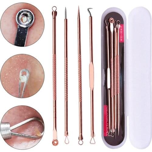 4Pcs Acne Blackhead Removal Needles Stainless Facial Pimple Spot Acne Extractor Cleanser Beauty Face Skin Clean Care Tools J0007