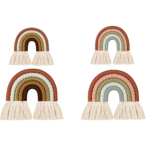 5 Layers Nordic Macrame Rainbow Wall Decor for Bedroom Nursery Baby Kids Rooms Colorful Tapestry Rope Woven Tassel Wall Hanging