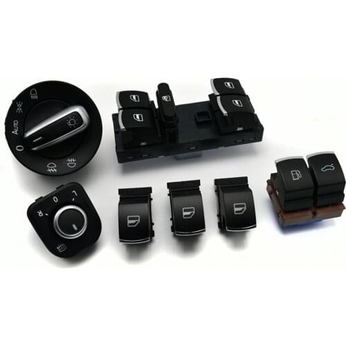 7PCS Window Headlight Mirror tailgate & fuel flap Switch Button For Volkswagen VW Passat B6 35D959903 5ND959565B 5ND941431B