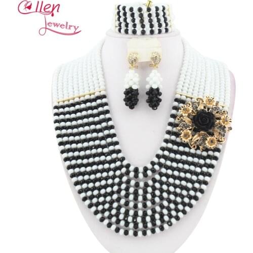 African Nigerian Wedding Beads Crystal Jewelry Set Nigerian women Jewelry Set Crystal Beaded Necklace Set W5812