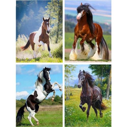 FIYO Diamond Embroidery Complete Kit Horse 5D Diamond Mosaic Art Painting Animals Beaded Pictures Handicraft Gift Home Decor