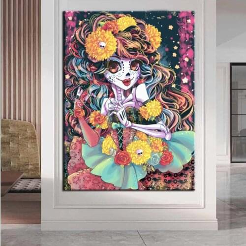 New Full Square/Round Drill 5D DIY Diamond Painting Skull Girl,Halloween Cartoon Diamond Embroidery Sale Cross Stitch Gift